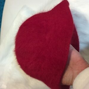 David and Young red Angora bucket hat